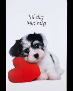Kort med kuvert 11x17 cm - hund med hjerte