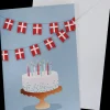 Kort med kuvert 11x17 cm - kage og flag