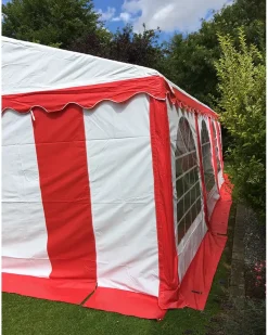 KOSAMA Partytelt PVC 6 x 8 m - rød/hvid