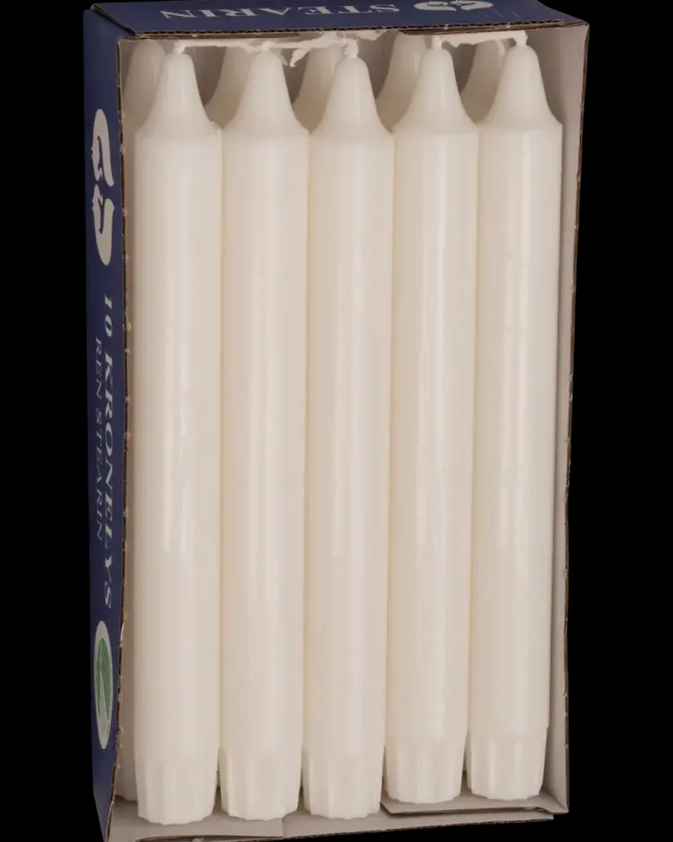 Kronelys hvid 10-pak