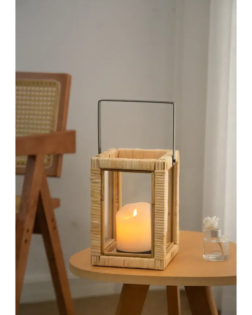Lanterne i rattan H. 35 cm