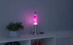 Lavalampe H. 34 cm - pink/hvid