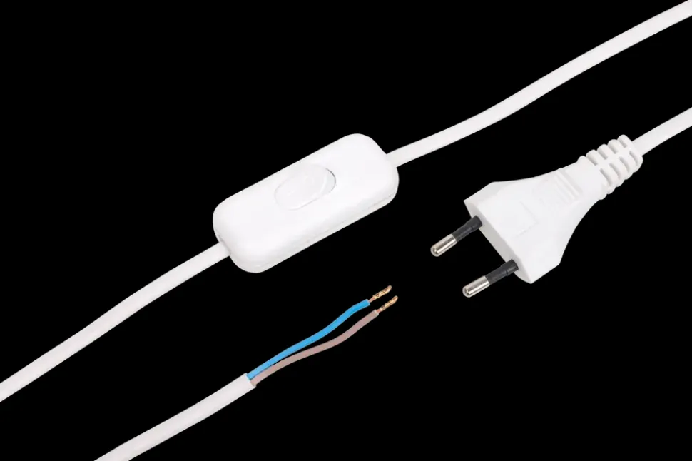 Ledning med afbryder 4 m - hvid