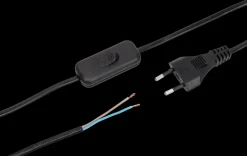 Ledning med afbryder 2 m - sort
