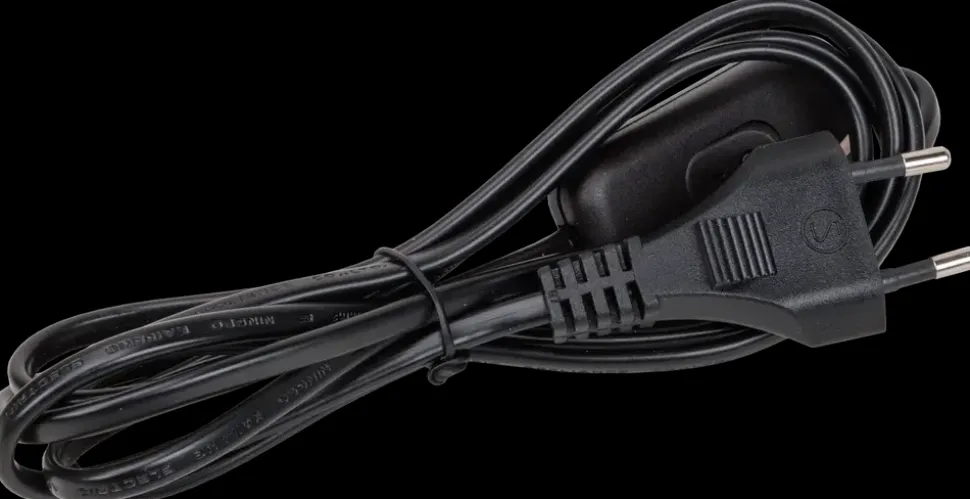 Ledning med afbryder 2 m - sort