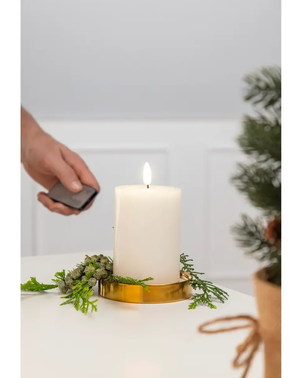 LED-vokslys 3D-flamme fjernbetjent - H. 10 cm