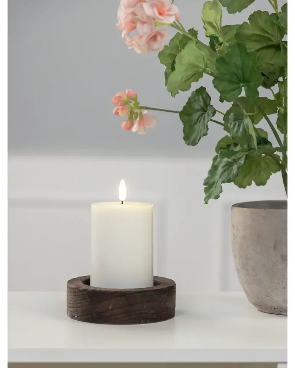 LED-vokslys 3D-flamme fjernbetjent - H. 10 cm