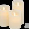 LED-vokslys med fjernbetjening 3-pak