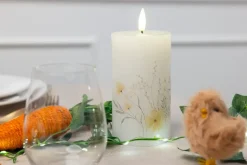 LED-vokslys 2-pak - blomstermotiv