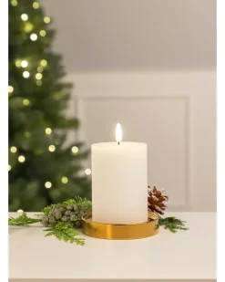 LED-vokslys rillet med timer - H. 10 cm