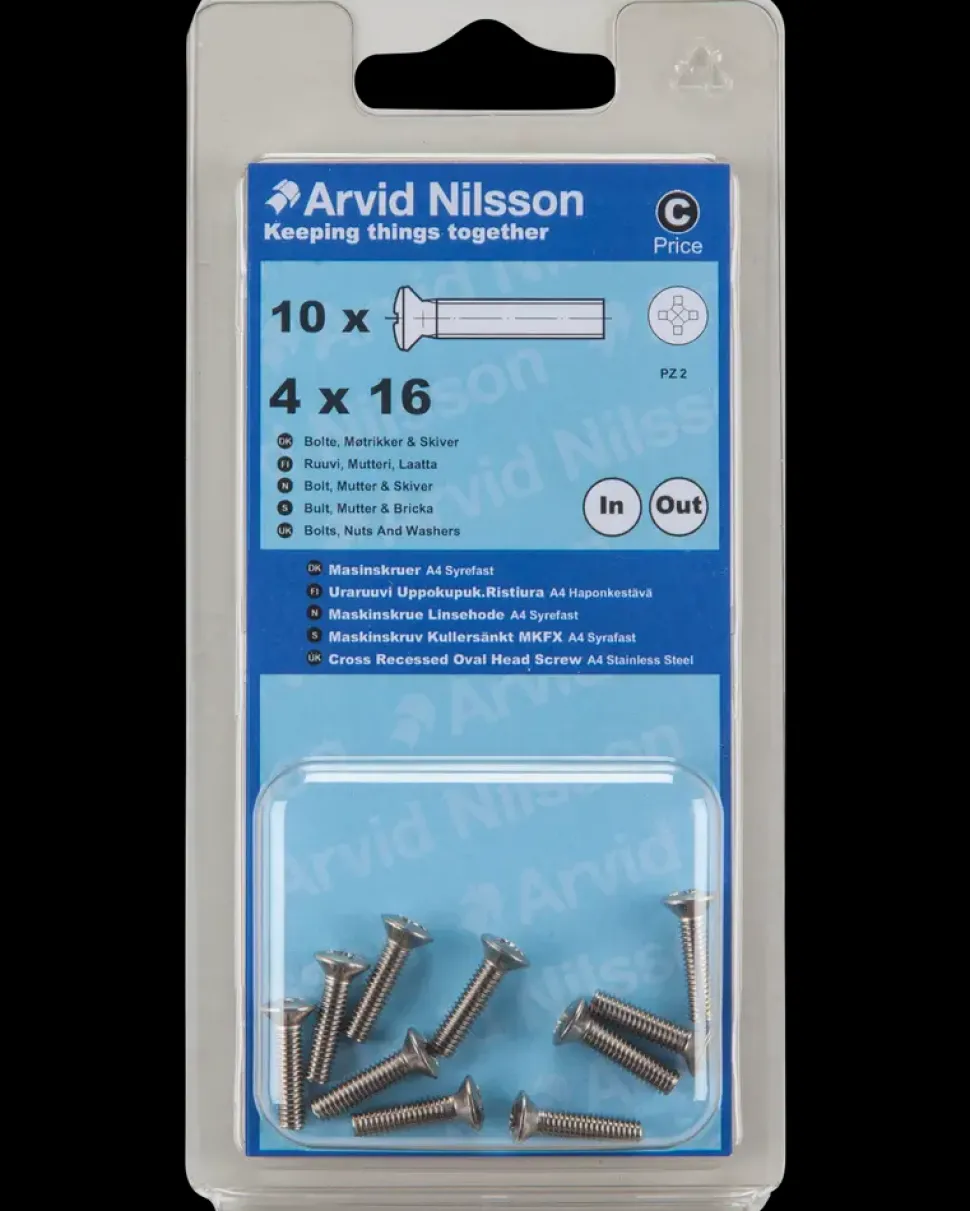 Maskinskrue A4 LH M4 x 16 mm 10-pak
