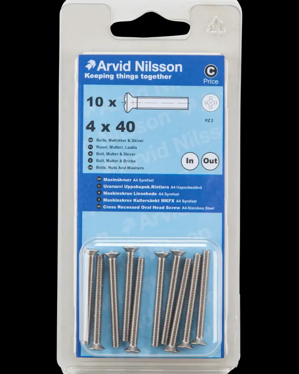 Maskinskrue A4 LH M4 x 40 mm 10-pak