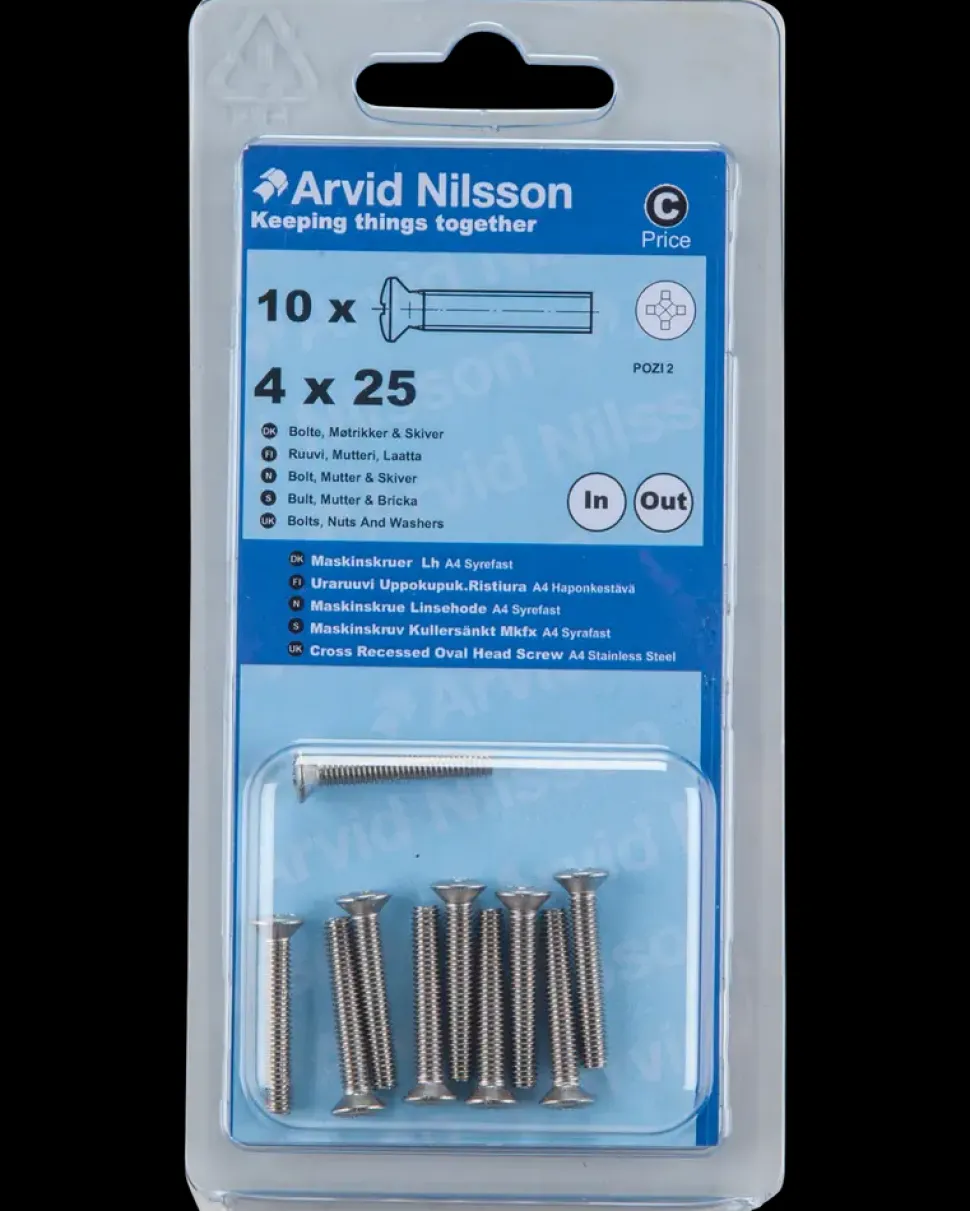 Maskinskrue A4 LH M4 x 25 mm 10-pak