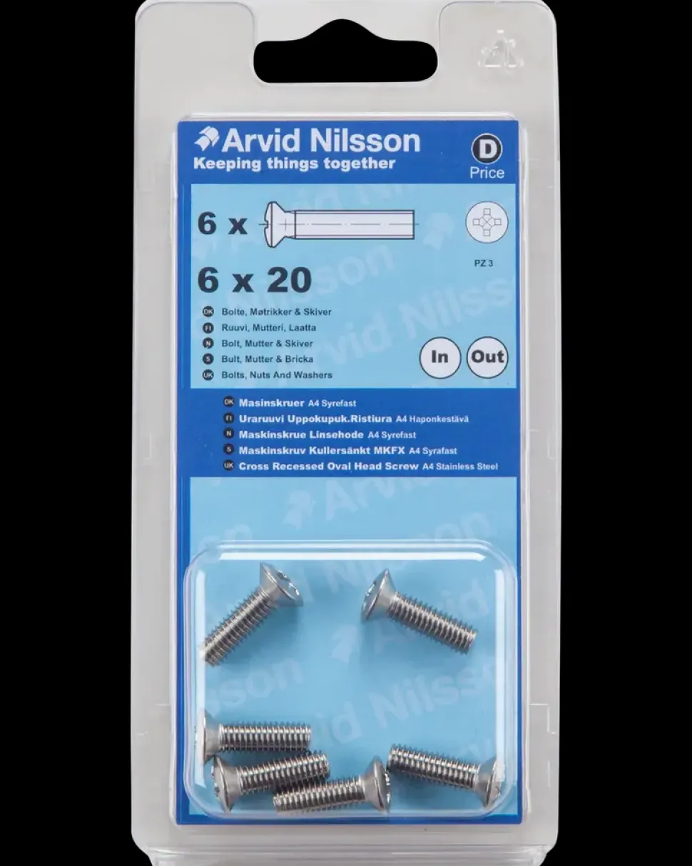 Maskinskrue A4 LH M6 x 20 mm 6-pak