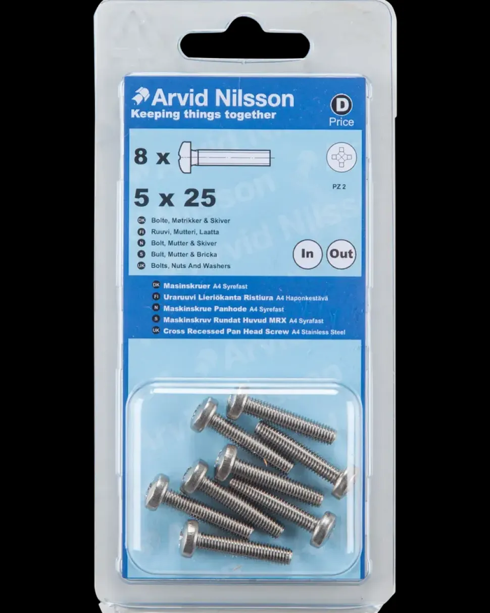 Maskinskrue A4 PH M5 x 25 mm 8-pak