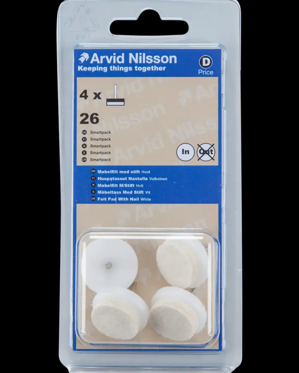Møbelfilt + stift Ø26 mm 4-pak