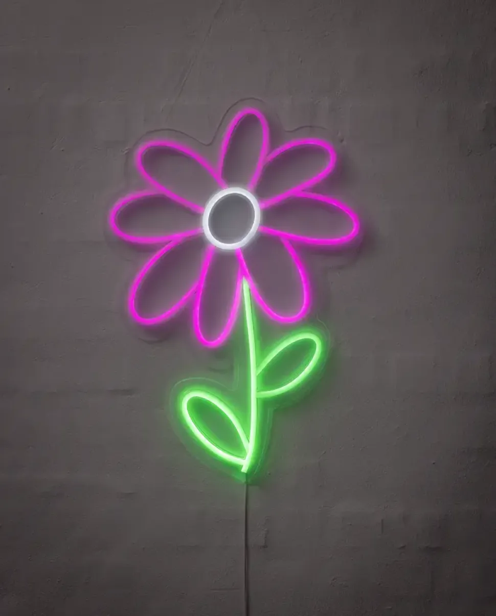 Neonskilt Blomst H. 50 x B. 35 cm