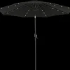 Parasol med solcellelys og tilt Ø2,7 m