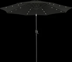 Parasol med solcellelys og tilt Ø2,7 m