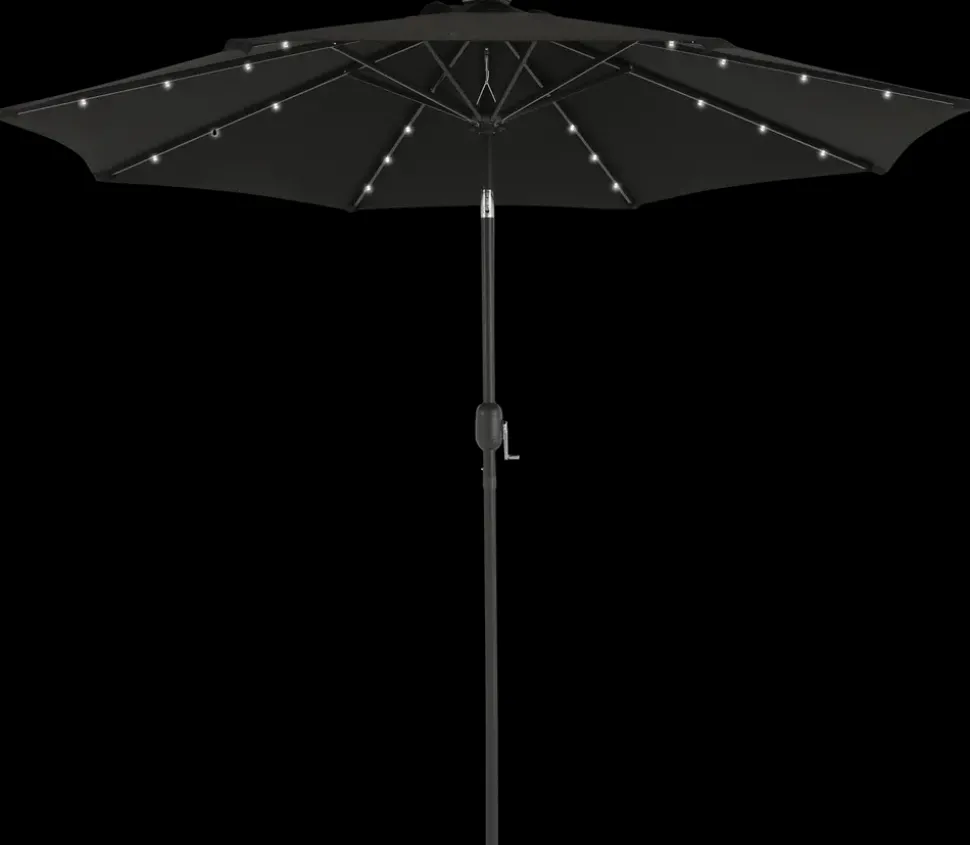 Parasol med solcellelys og tilt Ø2,7 m