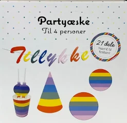 Partyæske til 4 personer - multi farvede
