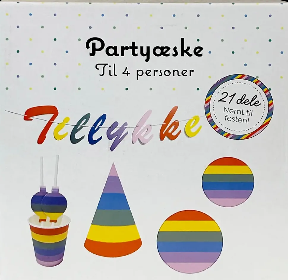 Partyæske til 4 personer - multi farvede