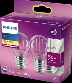 PHILIPS LED-filamentpære 2W E27 2-pak