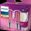 PHILIPS LED-filamentpære 7W E27 2-pak