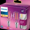 PHILIPS LED-filamentpære 4,3W E14 2-pak