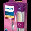 PHILIPS LED-filamentpære 4,3W E14 2-pak