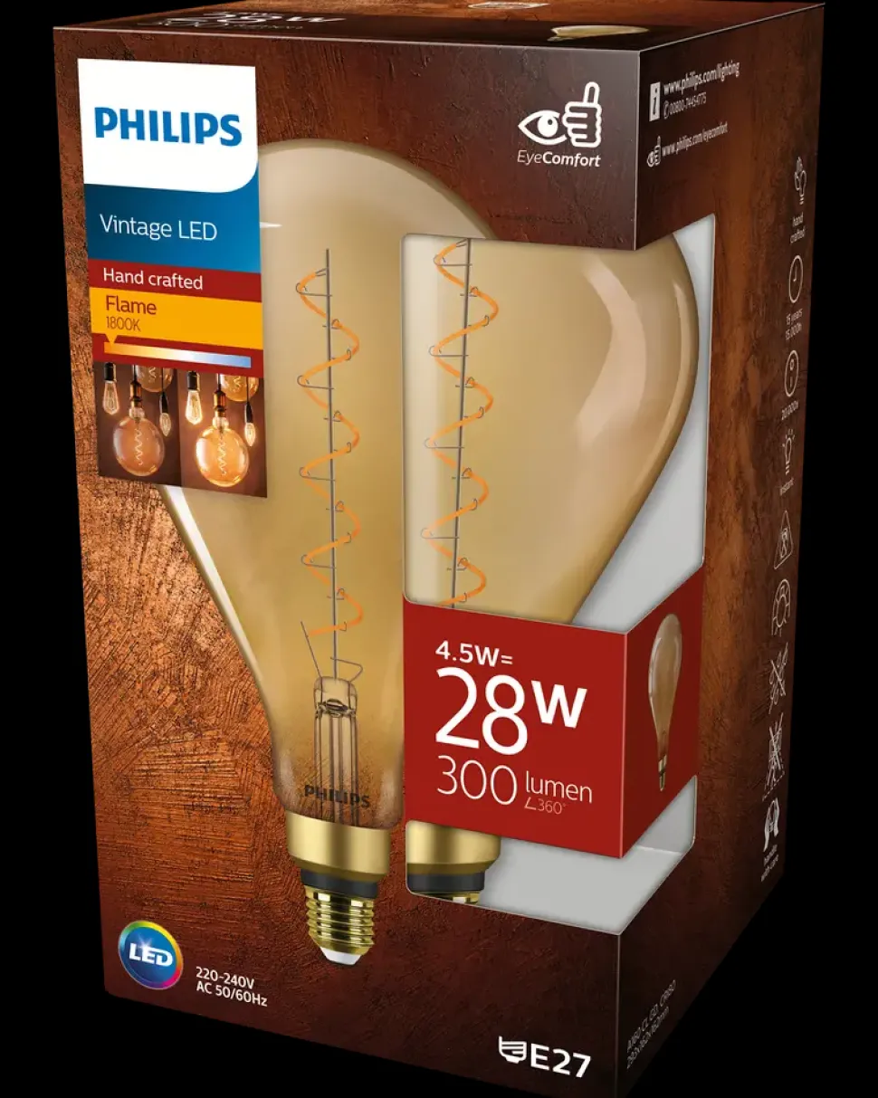 PHILIPS LED-pære filament 4,5W E27 A160 gold