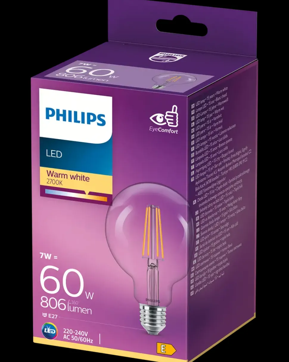 PHILIPS LED-pære filament 7W E27 G93
