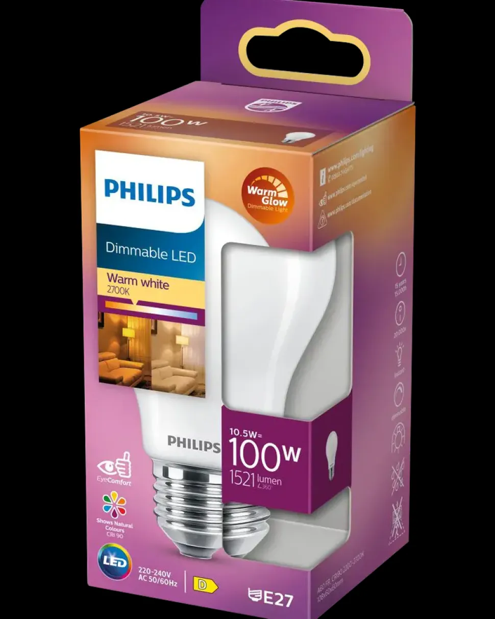 PHILIPS LED-pære 10,5W E27 A60 dæmpbar