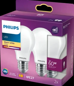 PHILIPS LED-pære 7W E27 A60 2-pak