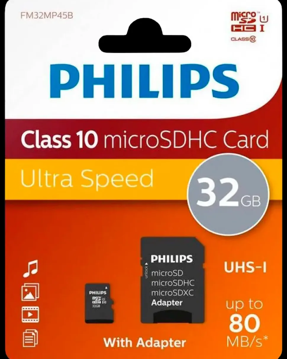 PHILIPS Micro SDXC kort - 32GB med SD adapter