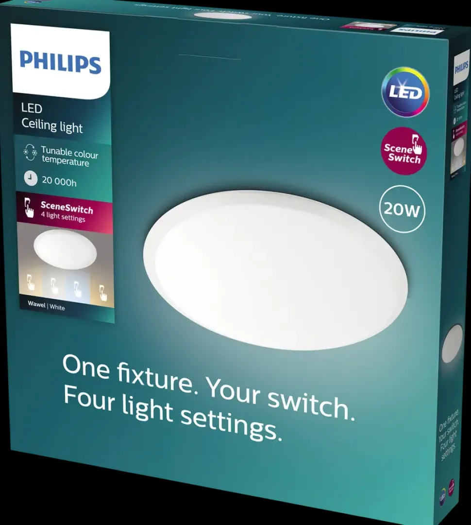 PHILIPS Plafond SceneSwitch 3-trin Ø38cm 20W - hvid