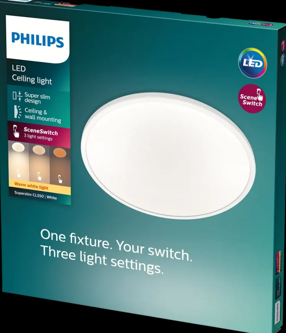 PHILIPS Plafond SceneSwitch slim Ø30cm 18W - hvid