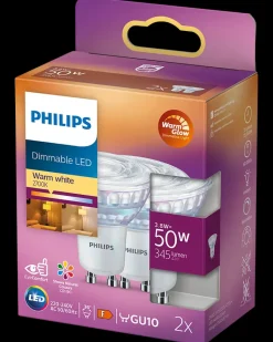 PHILIPS Reflektorpære 3,8W GU10 dæmpbar 2-pak