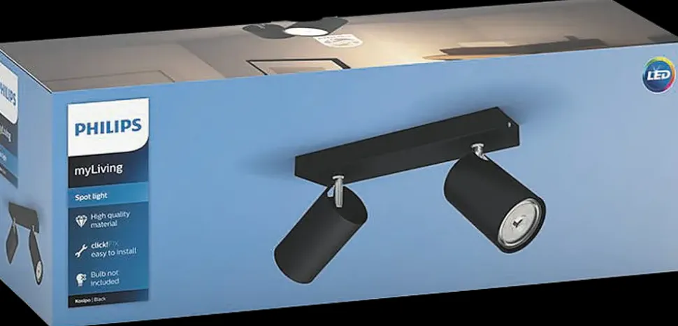 PHILIPS Spotlampe Kosipo GU10 2 spot - sort