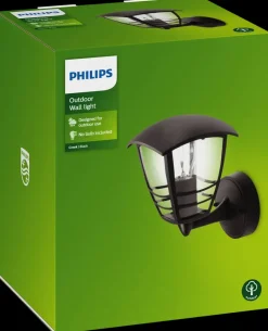 PHILIPS Væglampe Creek up E27 - sort