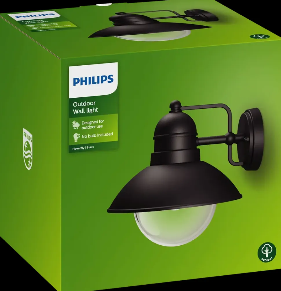 PHILIPS Væglampe Hoverfly E27 - sort