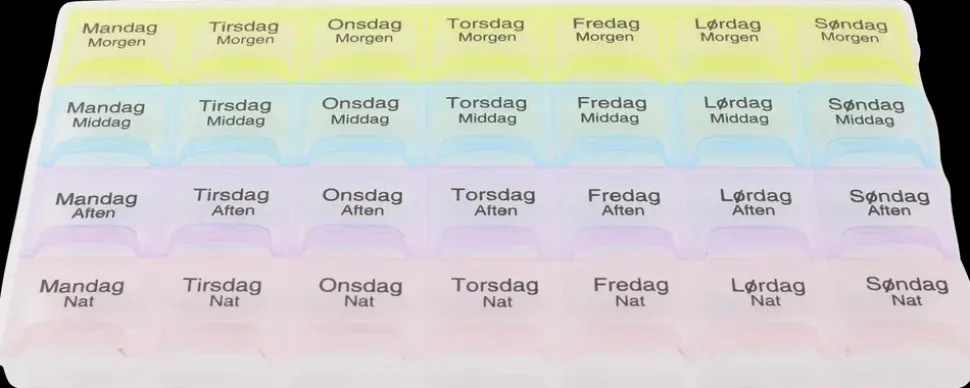 Pilleæske med 28 rum