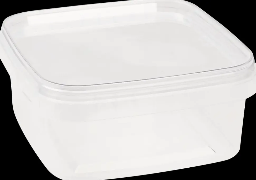 Plastbøtte med låg 600 ml Firkantet