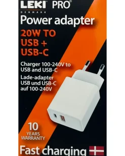 PRO USB og USB-C Adapter 20W - hvid