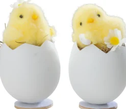 Påskekylling Æggeskal H. 10 cm 2-pak