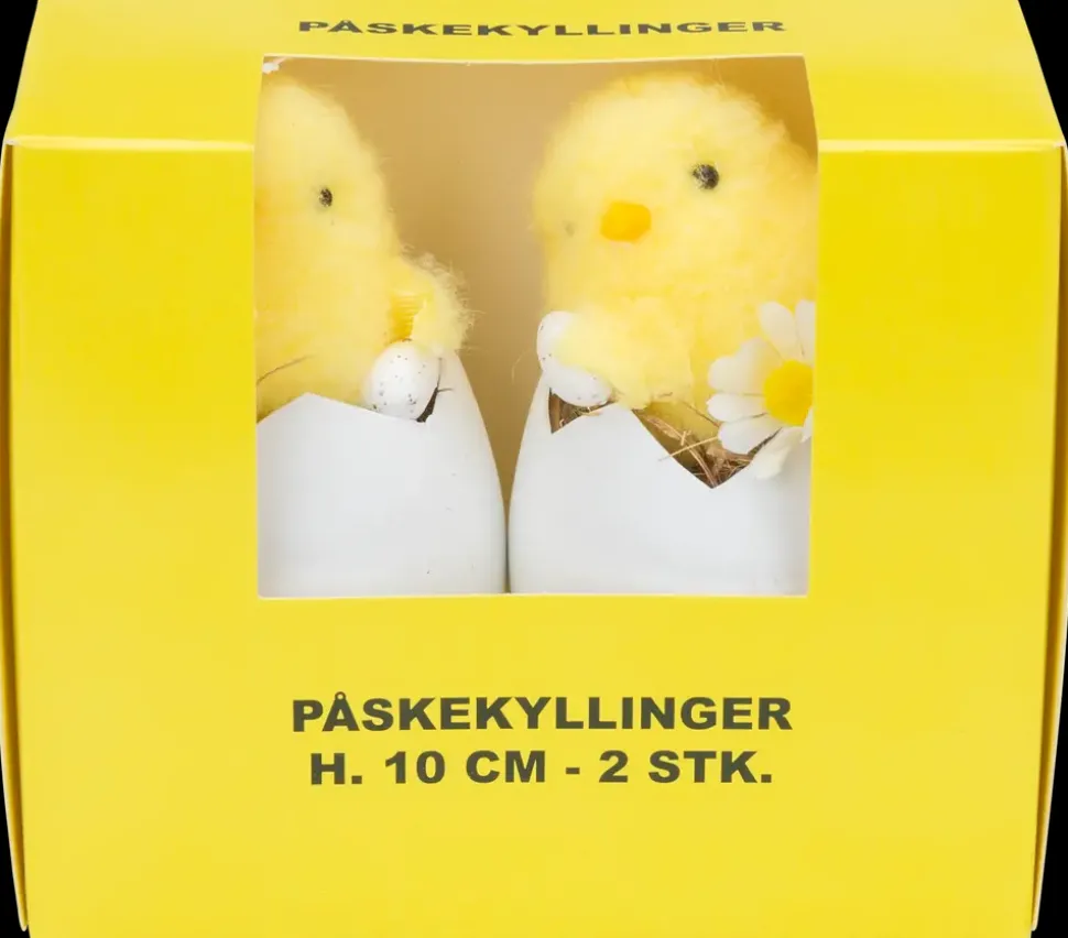 Påskekylling Æggeskal H. 10 cm 2-pak