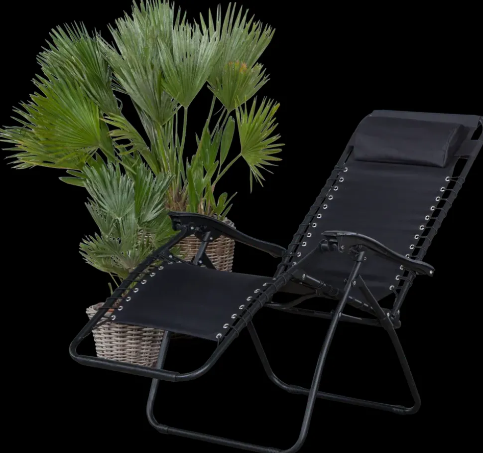 Relax stol sort med fodstøtte