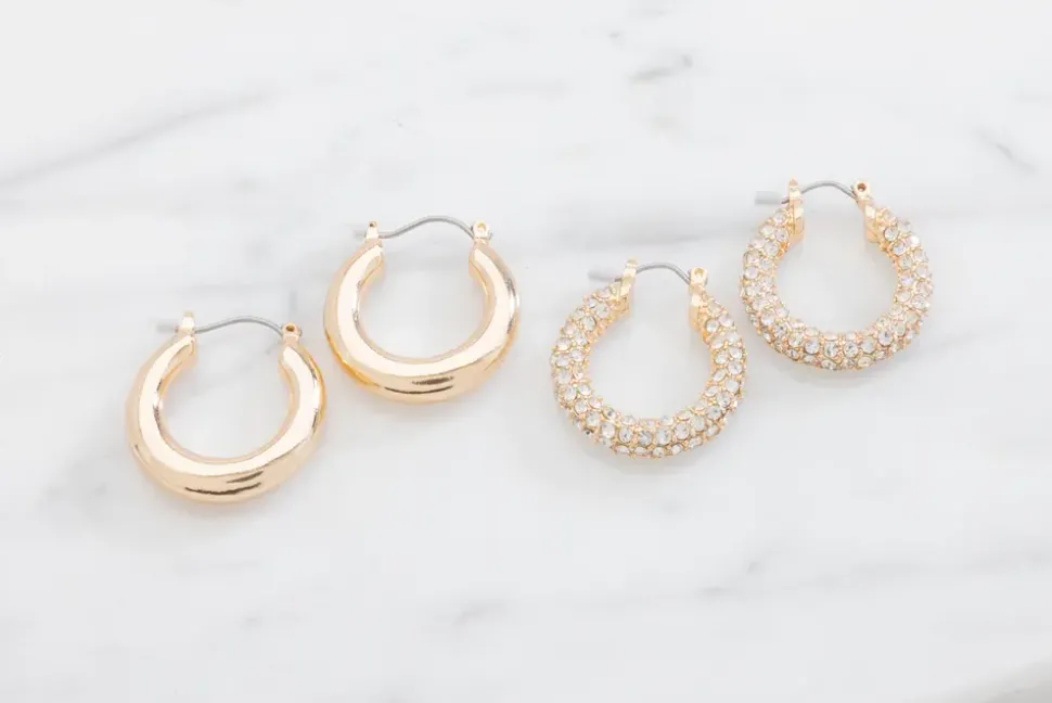 Øreringe chunky hoop 2 par - guld