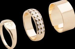 Ring harlekin og stjerne 3 stk. - guld