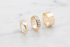 Ring harlekin og stjerne 3 stk. - guld